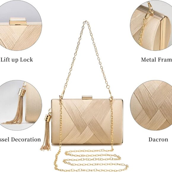 Clutch Purses For Women Tassel Evening Clutch bag Cross Body & Shoulder Bag For - Picture 3 of 6